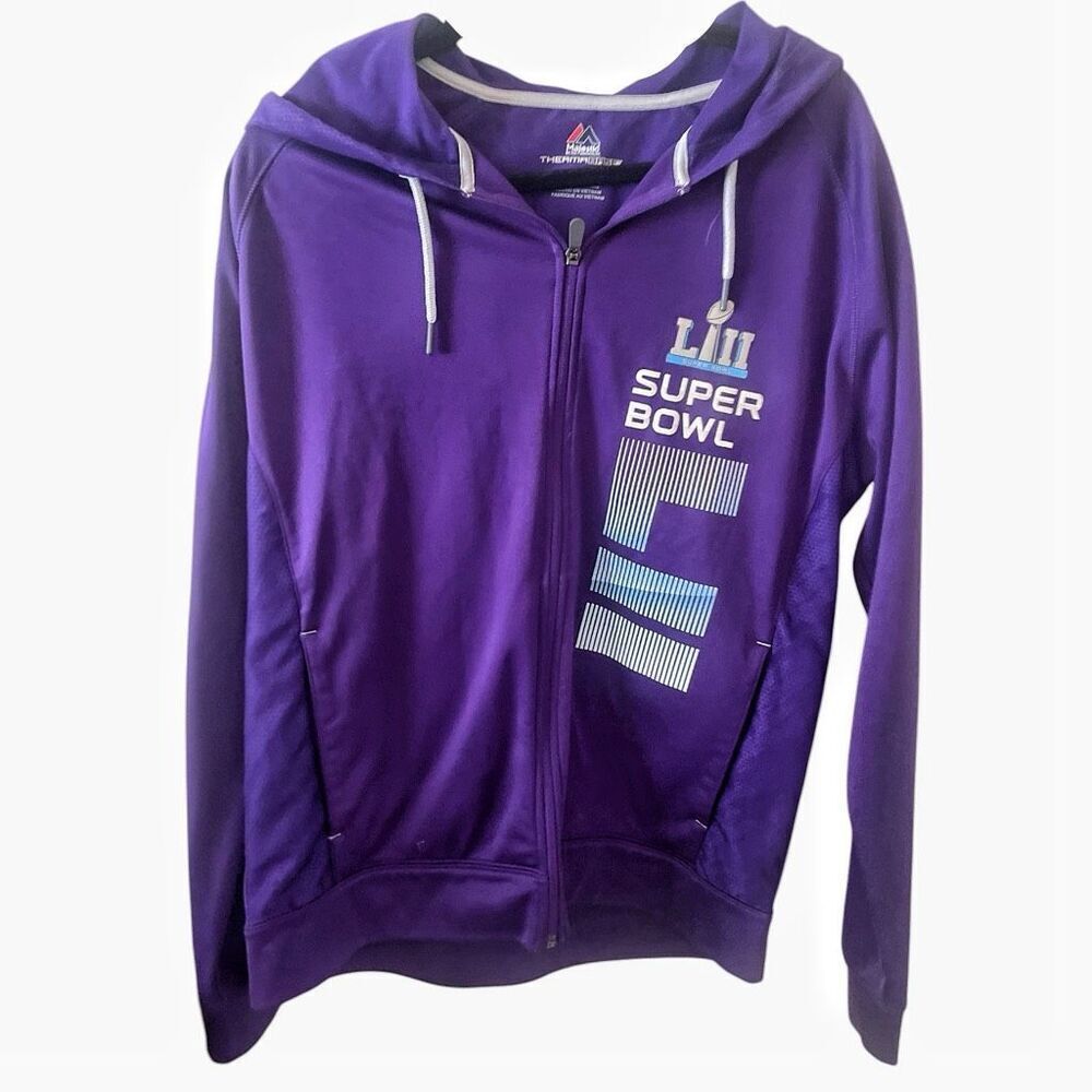 Women's Majestic Thermabase Superbowl Eagles XII Purple Full Zip Nylon Jacket Si